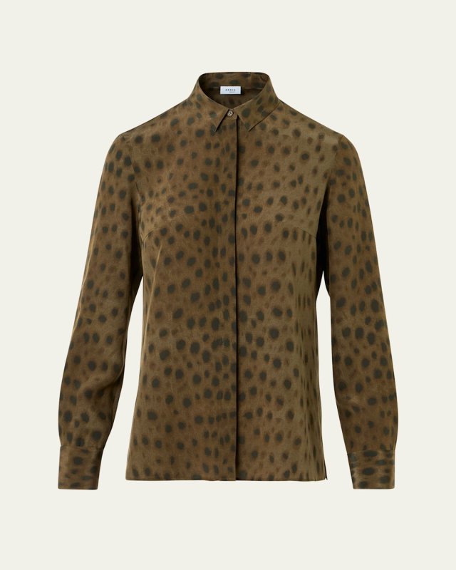 Leopard-Print Silk Crepe De Chine Blouse